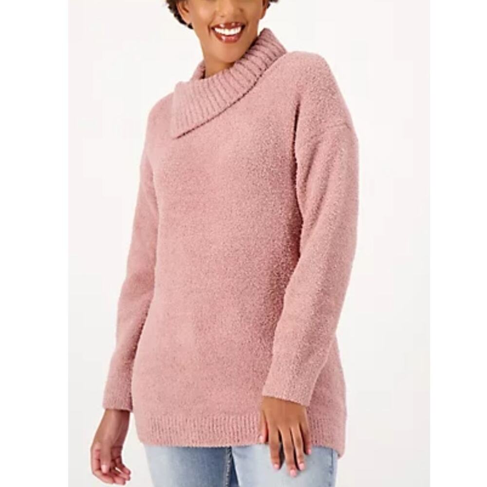 BAREFOOT DREAMS Cozy Chic Cowl Neck Tunic Pink Size Large